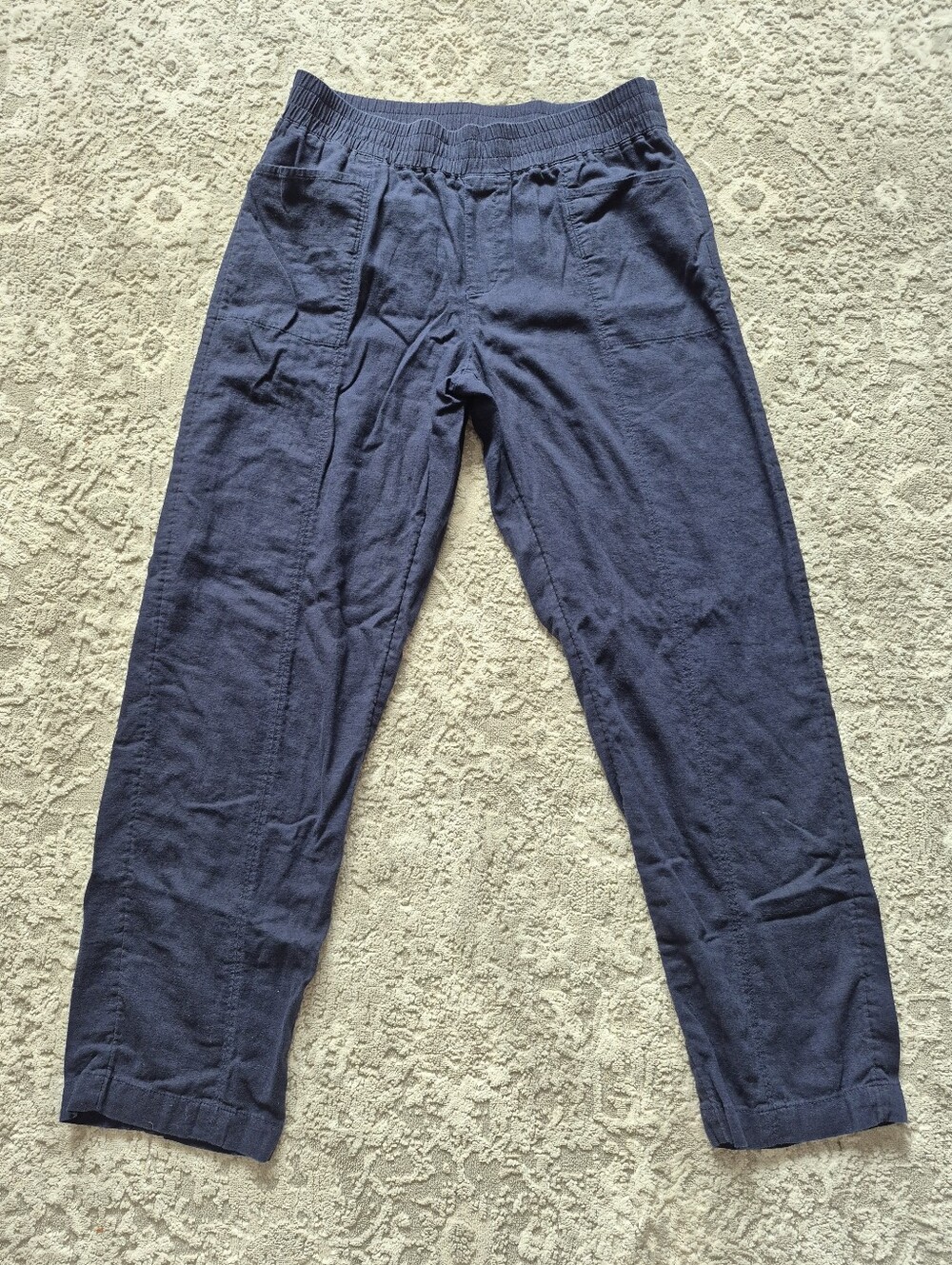 Caslon Women's Coastal Grandma Resortwear Navy Linen Blend Pant Size XS - Picture 2 of 6
